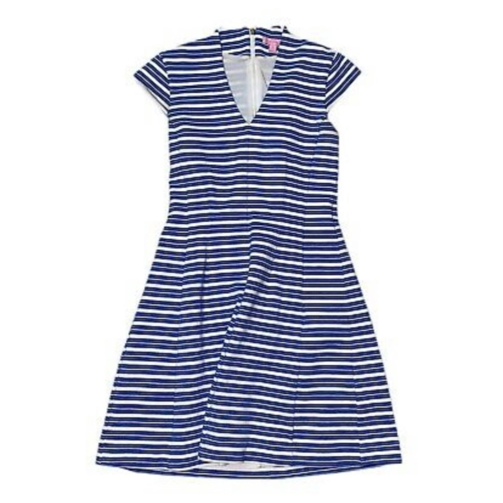 Lilly Pulitzer Blue White Striped Cap Sleeve Mini A Line Dress